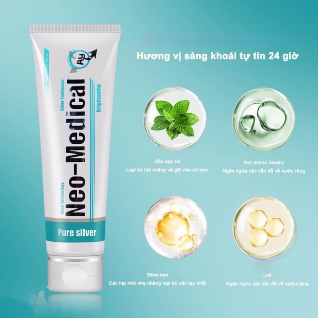 [DATE 20/05/2025 Kem đánh răng làm trắng răng, khử ố vàng, chống sâu răng hôi miệng chứa Ion Bạc & Xylitol NEO-MEDICAL