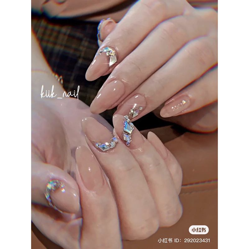 50 viên đá nail size mini màu Vàng Trà / Trắng / Xanh AB, đá chân bằng nail size mini đính móng