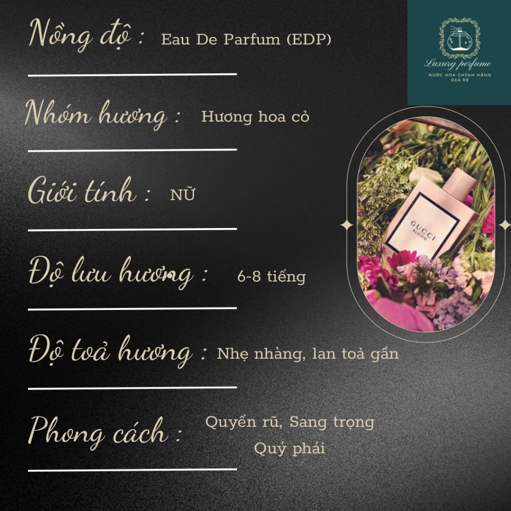 Nước hoa nữ | 10ml Gucci Bloom EDP - Chính Hãng - Quyến rũ, Sang trọng, Quý phái | Luxury Perfume