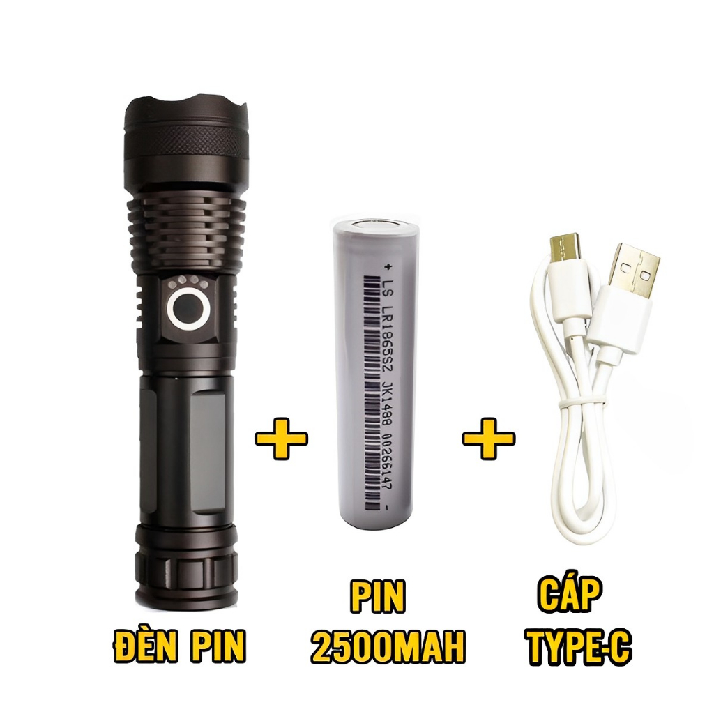 Đèn pin Siêu Sáng XHP50 cáp Type-C chip led công suất cao