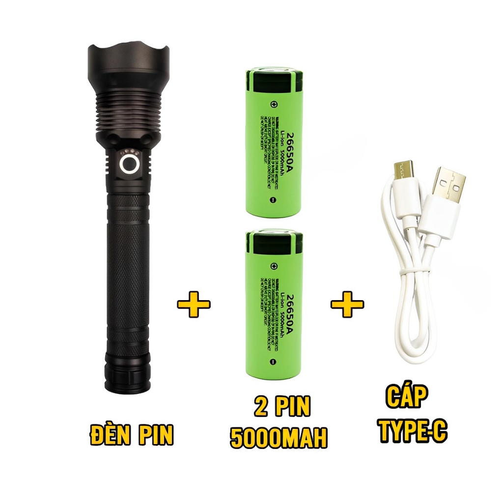 Đèn pin Siêu Sáng XHP70 cáp Type-C