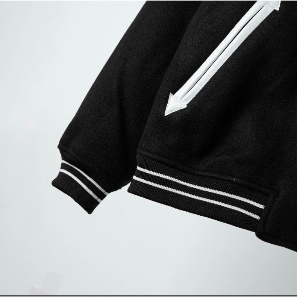 Áo Khoác Bomber Vasity Jacket Chất Dạ Phối Da 2 Lớp Cao Cấp - Áo Bomber Vasity Jacket Chính Hãng