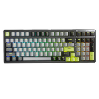 Bàn phím cơ không dây f98 black/gray/green rgb aula