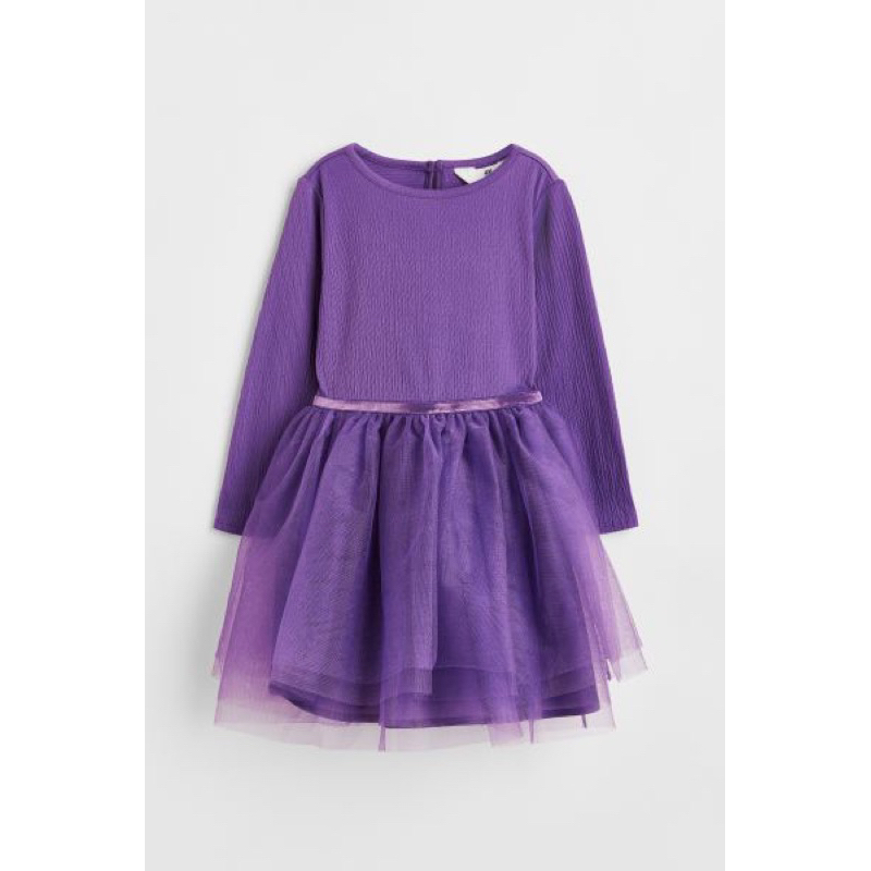 Váy công chúa dài tay cho bé gái màu tím xinh xắn săn sale UK sz 1.5-2y
