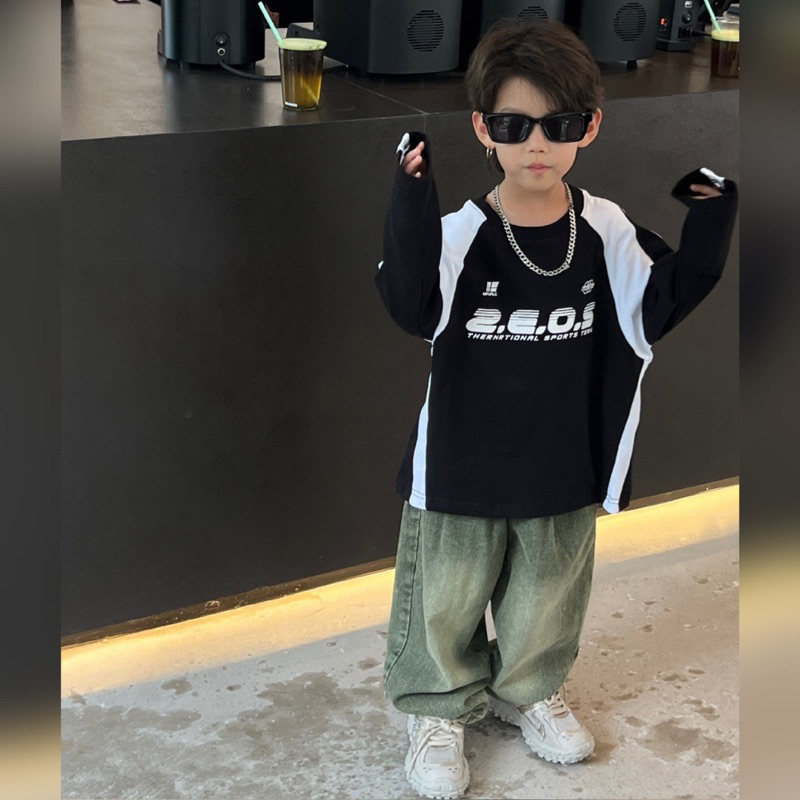 Áo thun dài tay bé trai ZO A366 size 90-140, quần áo trẻ em thu đông cao cấp