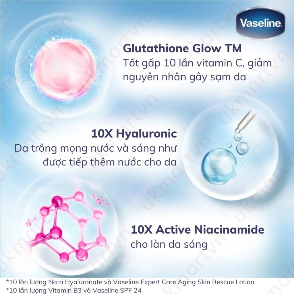 Vaseline 50x Serum Chống Nắng Cơ Thể SPF50 + Dưỡng Trắng Da Sáng Khoẻ