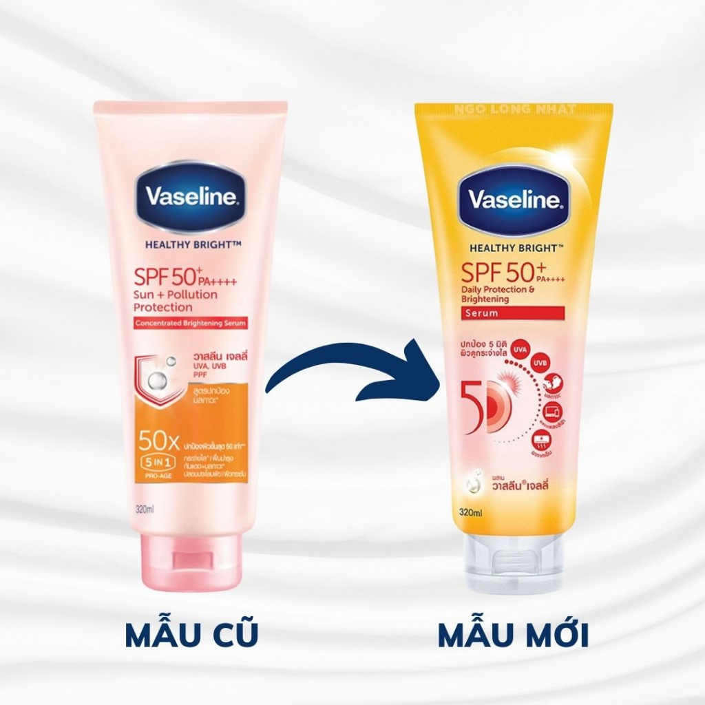 Vaseline 50x Serum Chống Nắng Cơ Thể SPF50 + Dưỡng Trắng Da Sáng Khoẻ