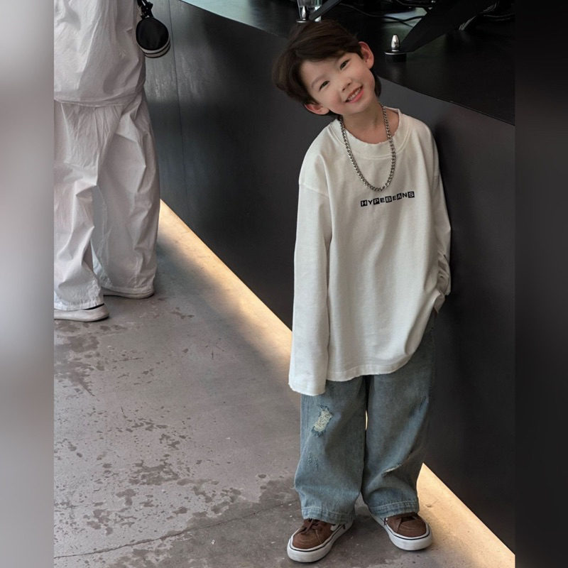 Quần jean bé trai suông rách Q231 size 90-140, quần dài trẻ em thu đông cao cấp