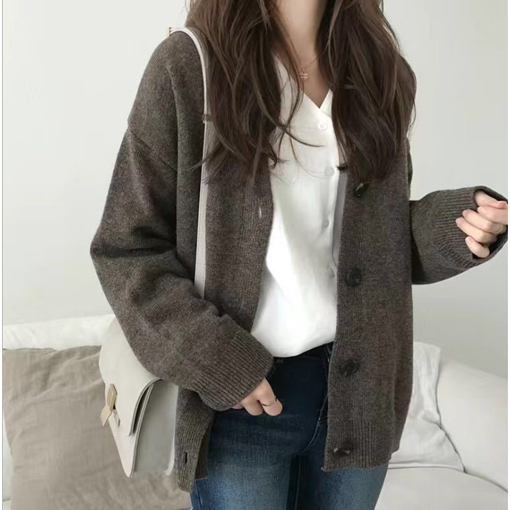 Áo cardigan len dài tay thu đông kiểu dáng Hàn Quốc KL28