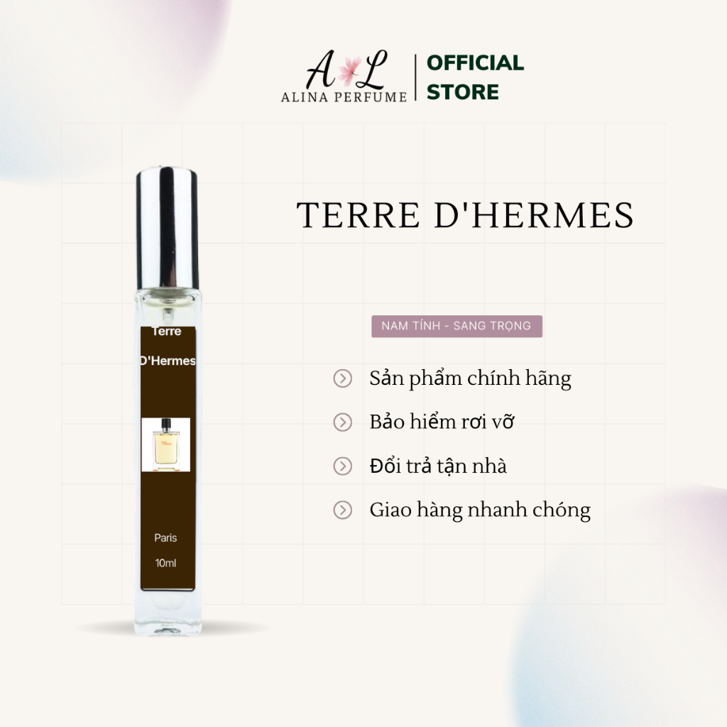Nước Hoa Chiết Nam Alina Terre d'hermes Chính Hãng 10ml Thơm Lâu Nam Tính, Mạnh Mẽ, Sang Trọng
