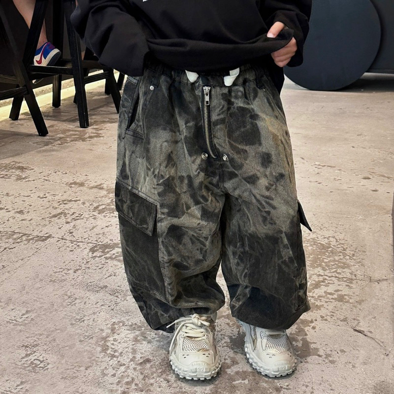 Quần jean bé trai loang túi hộp Q230 size 90-140, quần dài trẻ em thu đông cao cấp