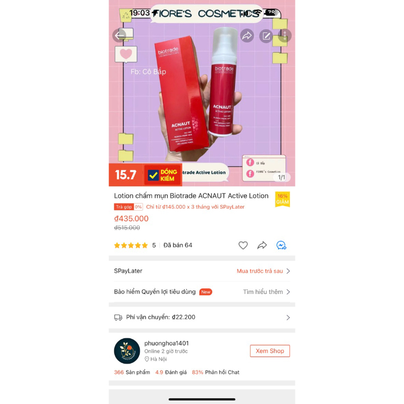 Lotion giảm mụn Biotrade Acne Out Active Lotion full 60ml