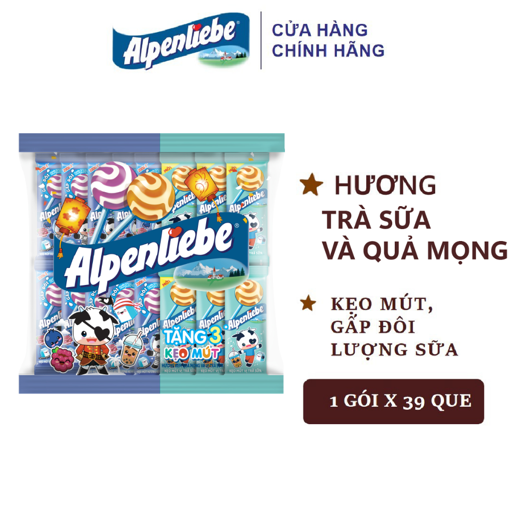 Kẹo Mút Alpenliebe Hương sữa (Gói 39 que)