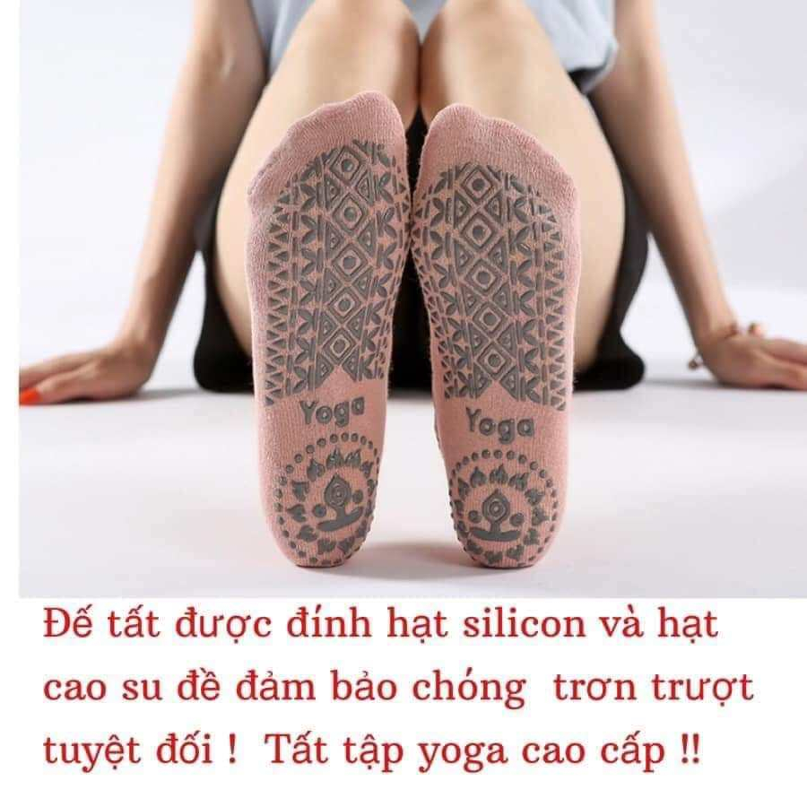 Tất tập Yoga, Aerobic, múa chống trơn trượt thấm mồ hôi gắn hạt silicon cao cấp