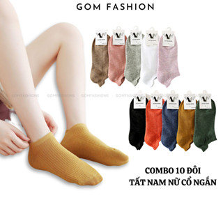 Set 10 đôi vớ cổ ngắn nam nữ GOMTAT, chất liệu cotton hút ẩm thoáng khí mềm mại êm chân  -  CB025