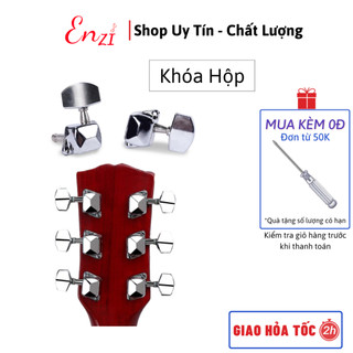 Khóa đàn guitar acoustic khóa hộp làm bằng thép không gỉ mạ niken, khóa đúc đặc đủ bộ Enzi
