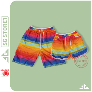 Quần đôi đi biển nổi bật quần short cặp nam nữ gia đình hội nhóm du lịch biển chất dày dặn QDB03