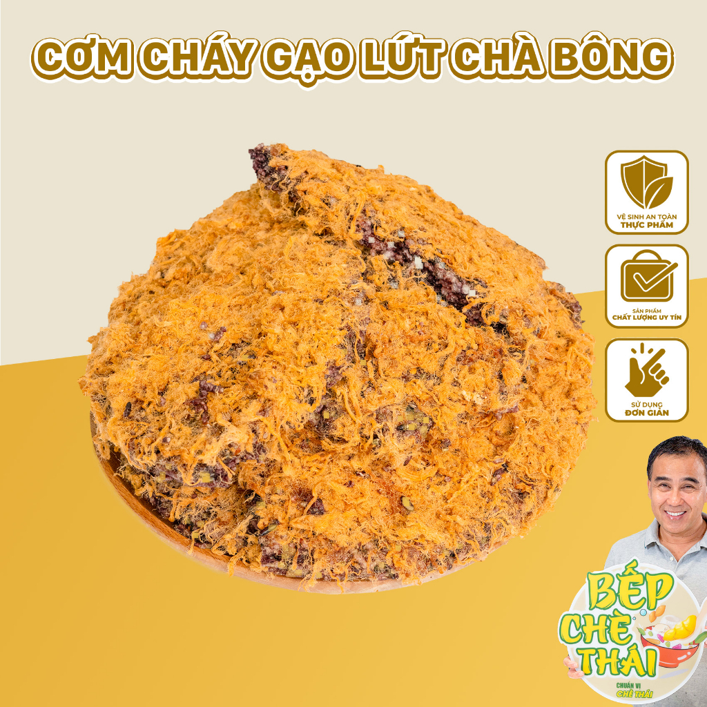 Cơm cháy gạo lứt siêu chà bông - cơm cháy đáy nồi - túi 500gr - bếp chè thái