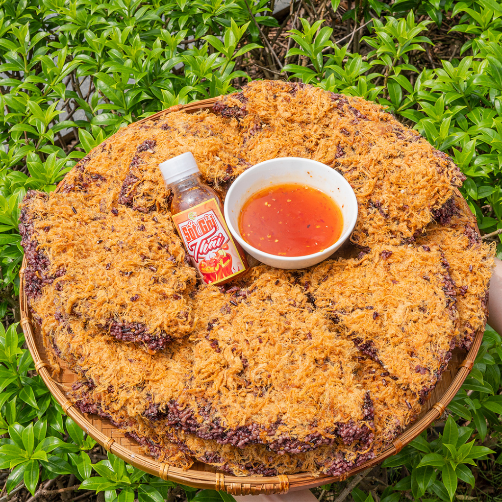 Cơm cháy gạo lứt siêu chà bông - cơm cháy đáy nồi - túi 500gr - bếp chè thái