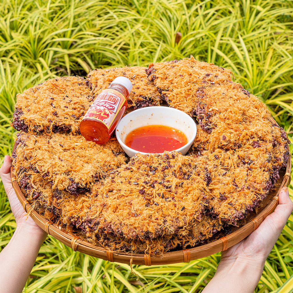 Cơm cháy gạo lứt siêu chà bông - cơm cháy đáy nồi - túi 500gr - bếp chè thái