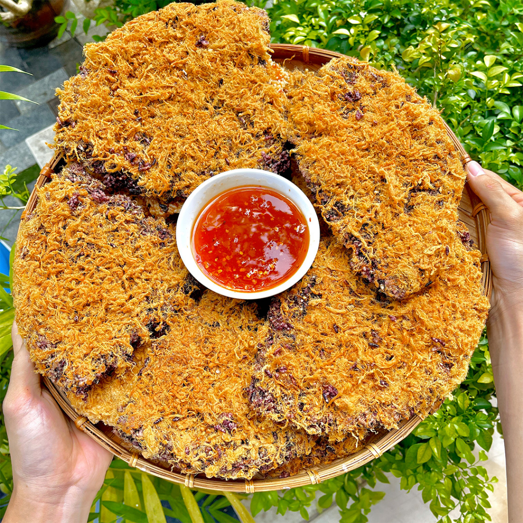 Cơm cháy gạo lứt siêu chà bông - cơm cháy đáy nồi - túi 500gr - bếp chè thái