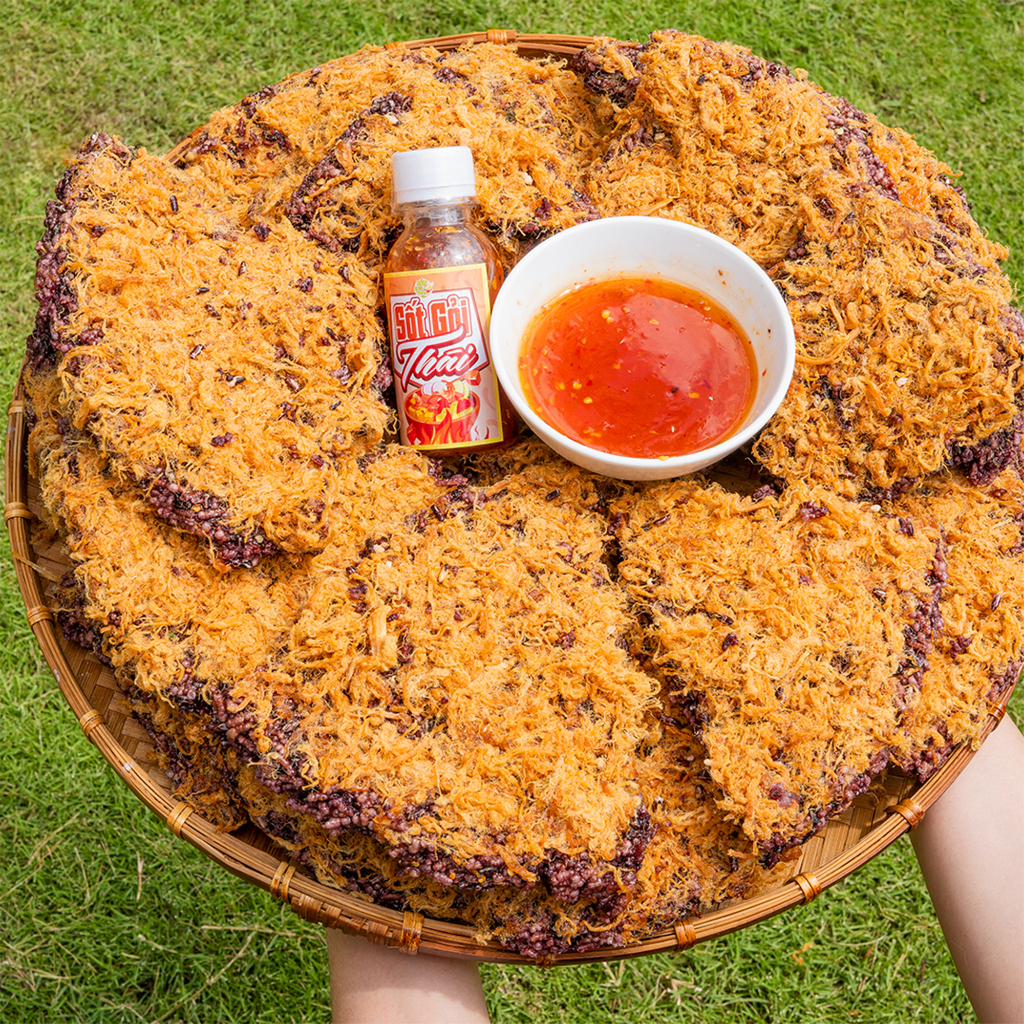 Cơm cháy gạo lứt siêu chà bông - cơm cháy đáy nồi - túi 500gr - bếp chè thái