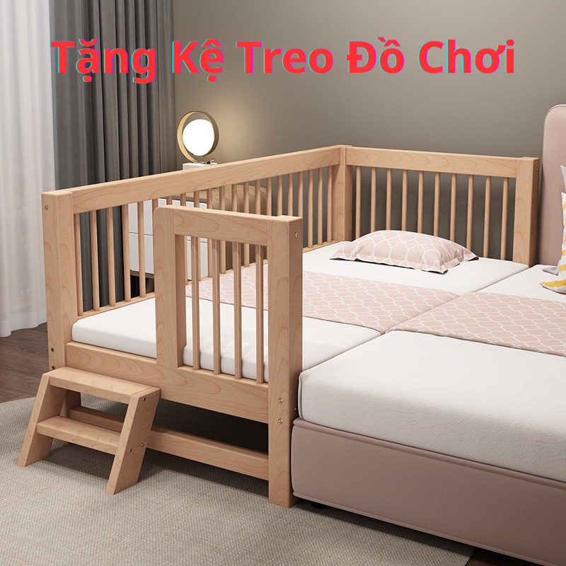 Giường cũi cho bé, giường ngủ trẻ em từ 0 - 10 tuổi dài 1m5 rộng 80cm gỗ thông nhập khẩu - Nội Thất HT