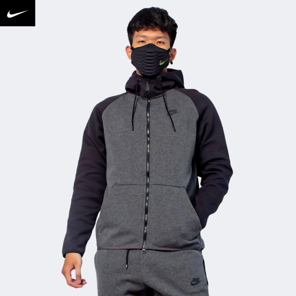 NIKE - Áo khoác thể thao nam nữ Nike Sportswear Tech Fleece Full-Zip Hoodie Jacket - Xám ghi x Đen