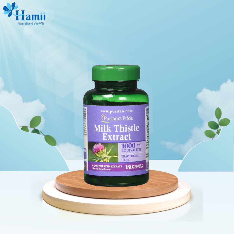 Viên Uống Giải Độc Gan Milk Thistle Extract Puritan's Pride 1000mg 180 Viên Mỹ