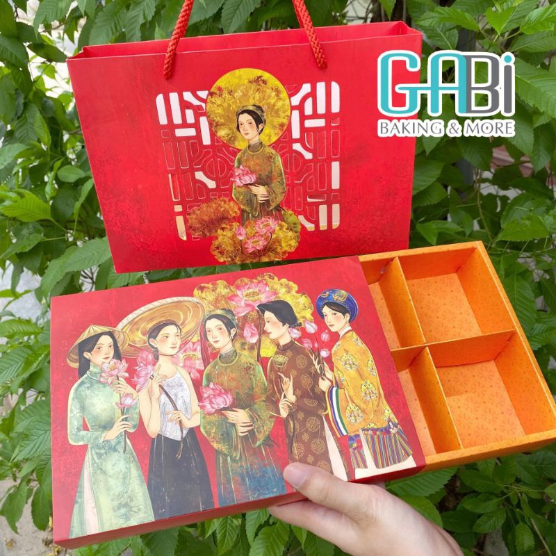 Hộp đựng 6 bánh trung thu 80-100g Tố Nữ