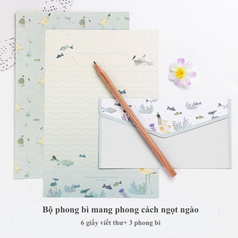 Bộ Phong Bì Và Giấy Viết Thư Phong Cách Ngọt Ngào, Retro Lãng Mạn