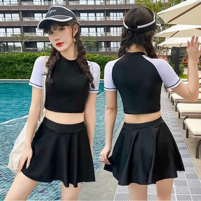 Đồ bơi nữ tay ngắn kín đáo- bikini đi biển áo váy chống nắng- shopnabi_TAYTRAVAXOE | BigBuy360 - bigbuy360.vn