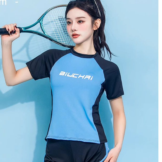 Bikini nữ LUHAZO kín đáo Đùi 2022 ngắn Tay đi biển Hàn Quốc 2 mảnh bigsize du lịch Đẹp Co Giãn DK7T203