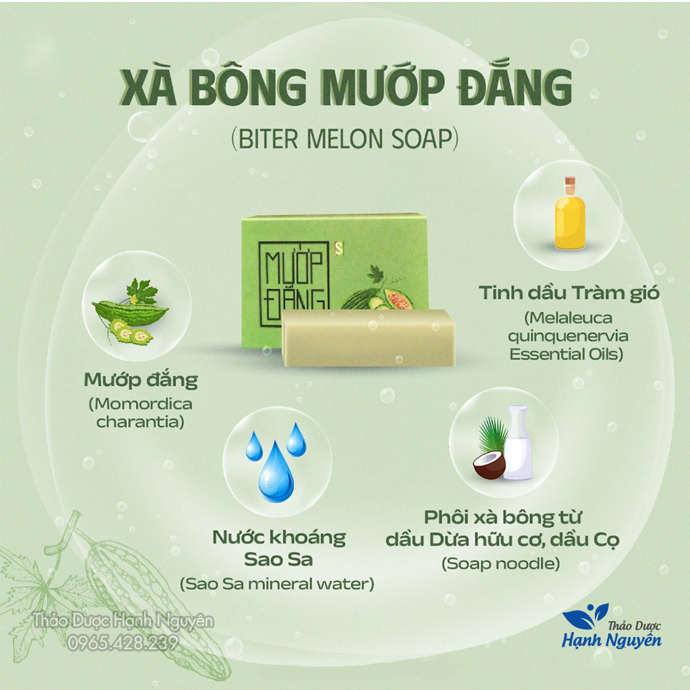 Xà bông sinh dược mướp đắng giảm mụn lưng chiết xuất từ thiên nhiên, an toàn không hóa chất 100g - Thảo Dược Hạnh Nguyên