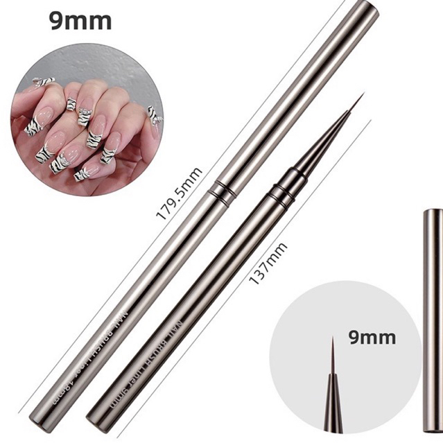 Cọ vẽ, Bút vẽ móng nét lông chồn nail siêu mảnh 9mm- 12mm-15mm