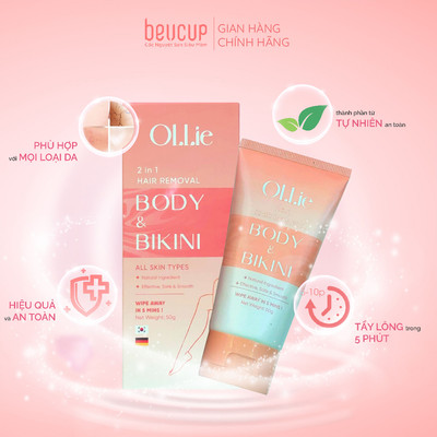 [ Quà tặng ]  Kem tẩy lông OLLIE , tẩy lông vùng kín, nách, tay, chân, triệt lông an toàn không đau rát dung tích 70g