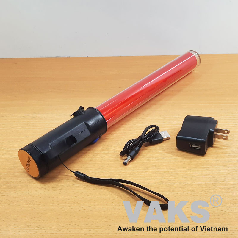 Gậy đèn phân luồng giao thông - Gậy đèn led chỉ huy giao thông HJ360R-DC - dùng pin sạc