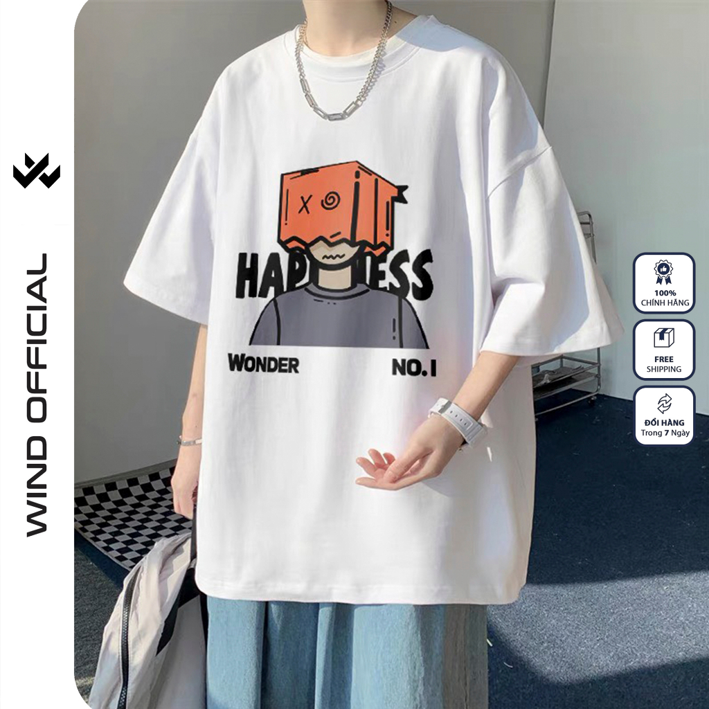 Áo thun tay lỡ WIND unisex form rộng WONDER 65% cotton thời trang nam nữ oversize ulzzang