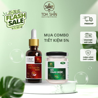 Combo ngừa mụn, thâm nám, cấp ẩm cho da, Serum Luxury Thảo Dược Khang & bột thảo dược ủ trắng và phục hồi da - TDK SKIN