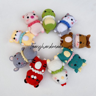 Móc khoá len 12 con giáp,Thú bông móc len handmade