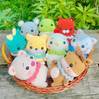 Móc khoá len 12 con giáp,Thú bông móc len handmade
