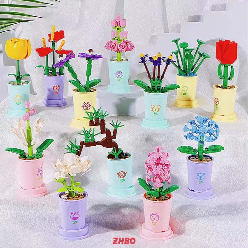 Bộ đồ chơi lắp ráp Lego Hoa chậu cây trang tri nhà cửa Hoa Mô hình đồ chơi trang trí nội