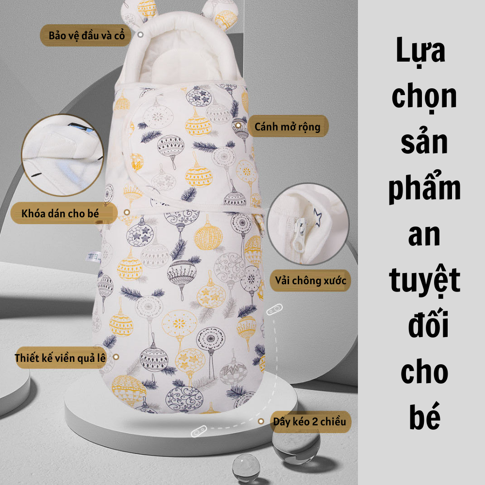 Chăn ủ cho bé, Ủ kén cho bé sơ sinh, Chăn quấn cho bé, Chăn ủ sơ sinh- Chống giật mình, cố định tư thế cho bé.