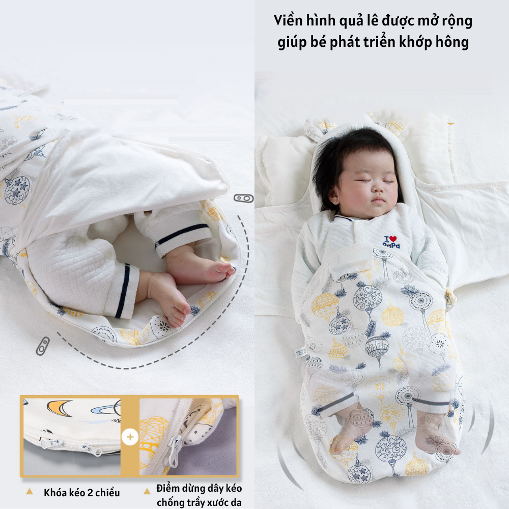 Chăn ủ cho bé, Ủ kén cho bé sơ sinh, Chăn quấn cho bé, Chăn ủ sơ sinh- Chống giật mình, cố định tư thế cho bé.