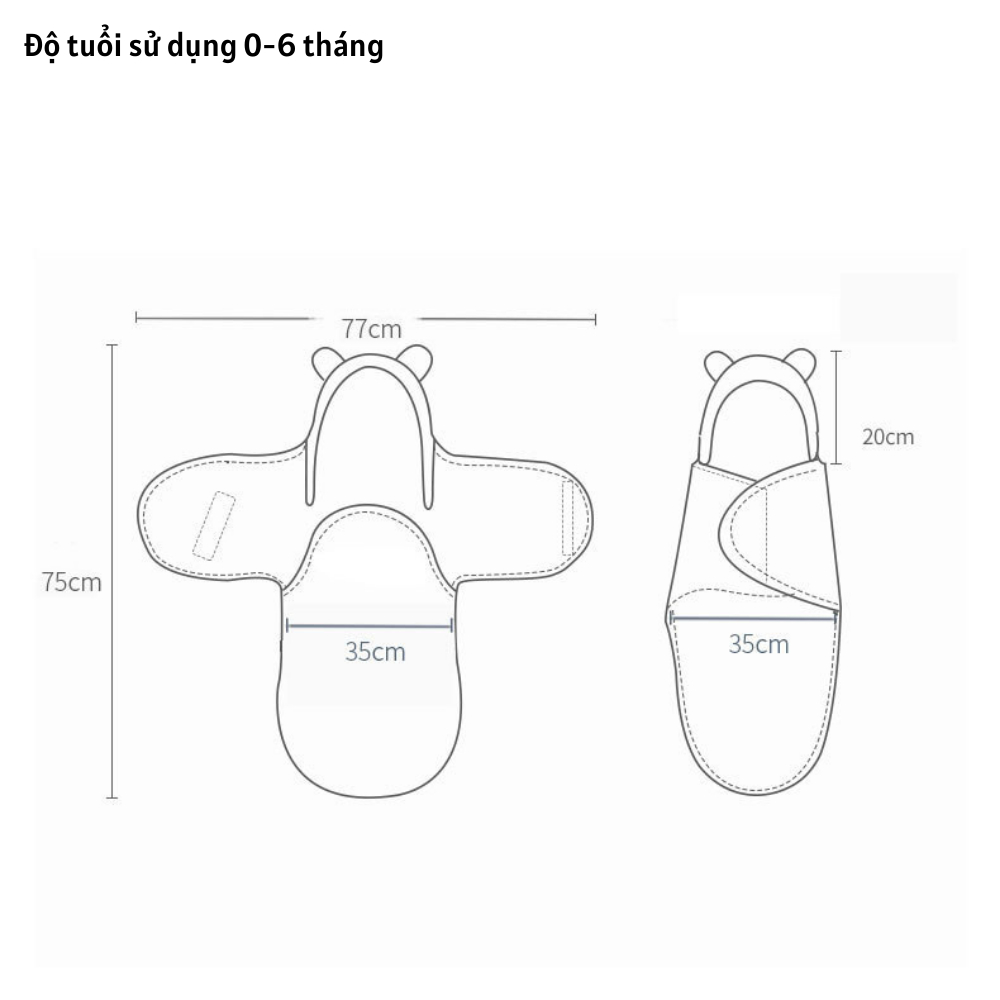 Chăn ủ cho bé, Ủ kén cho bé sơ sinh, Chăn quấn cho bé, Chăn ủ sơ sinh- Chống giật mình, cố định tư thế cho bé.