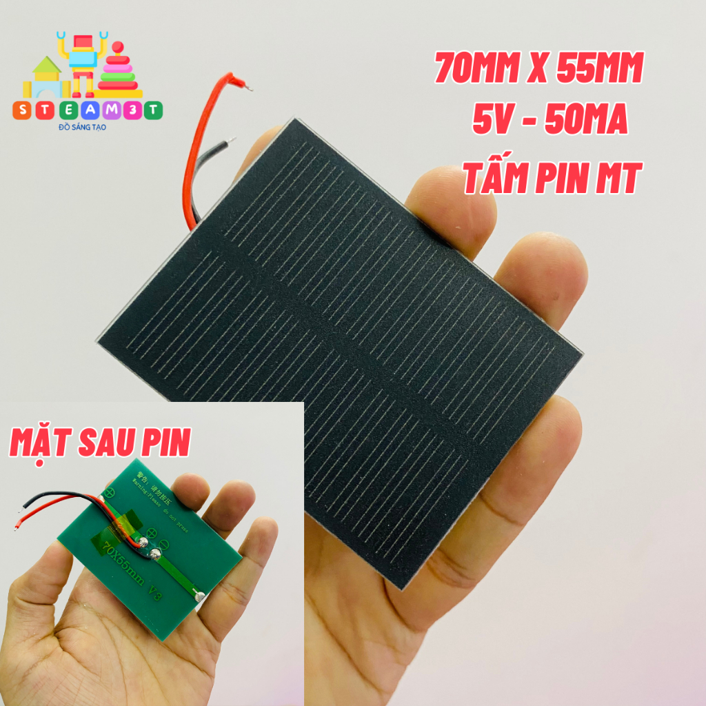 Tấm pin mặt trời 2V 3V 5V - 60mA 110mA DIY học tập giải thích nguyên lý - LK0194