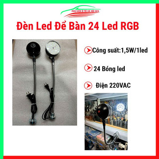 Đèn Led để bàn bật, tắt 24 Led RGB thân xoay gập linh hoạt tích hợp đế nam châm dùng cho cơ khí
