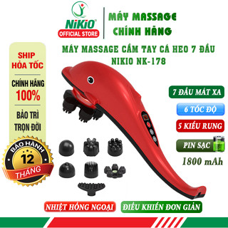 Máy massage cá heo cầm tay pin sạc Nikio NK-178 - 7 đầu thế hệ mới