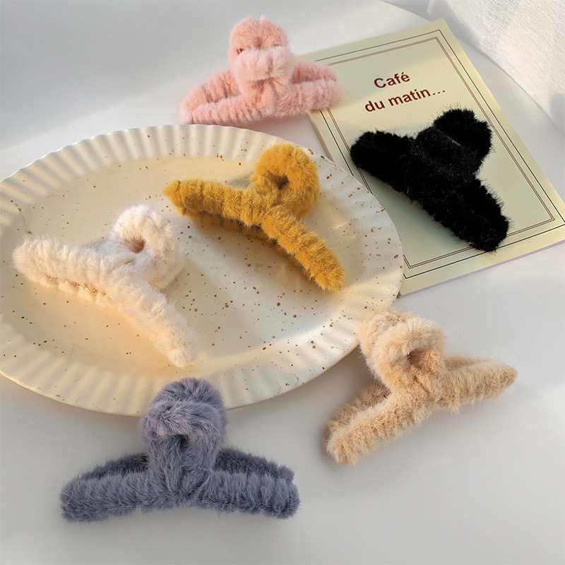Kẹp tóc càng cua phối lông phong cách Hàn Quốc phụ kiện cỡ size lớn hottrend cho nữ đẹp LAGU Accessories