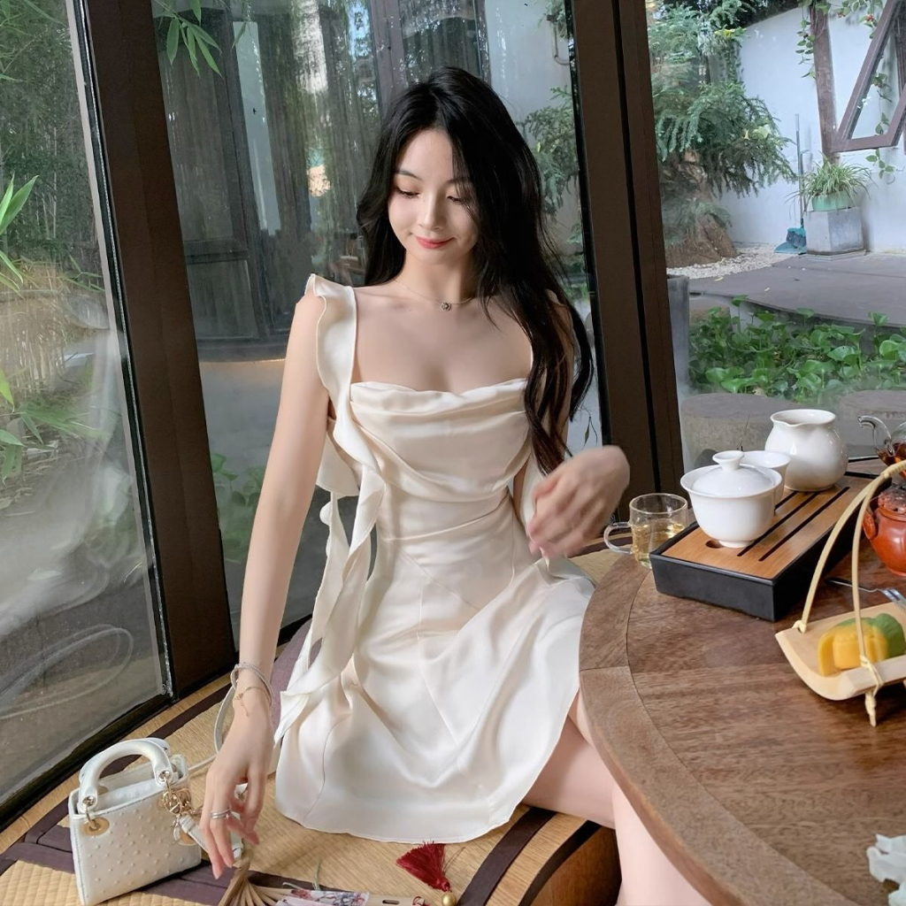 Đầm Lụa 2 Dây Bèo - Váy Nữ Thiết Kế Cao Cấp - Váy Triệu Lộ Tư